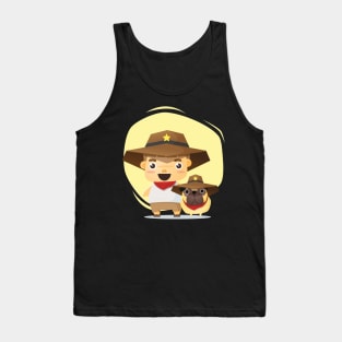 Boy and Dog in Sheriff Costume Tank Top